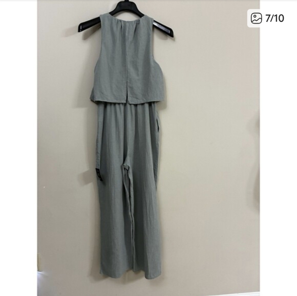 Lulus Breezy Sophistication Sage Jumpsuit Size Medium - Picture 5 of 8